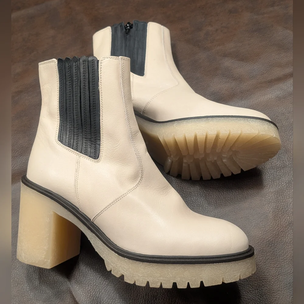 Free People Boots James Chelsea Bone/White Leather Womens EU 41 US 10.5 Platform - Picture 9 of 12